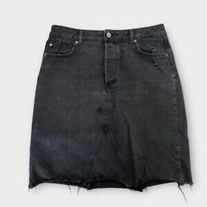 H&M &denim black denim skirt with raw hem, size 12